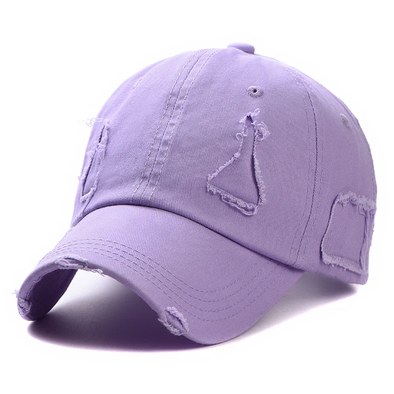 Trendy Streetwear Hip Hop Worn Hole Face Cap For Women Men Orange Purple Letter Summer Snapback Cap Gorras Hombre