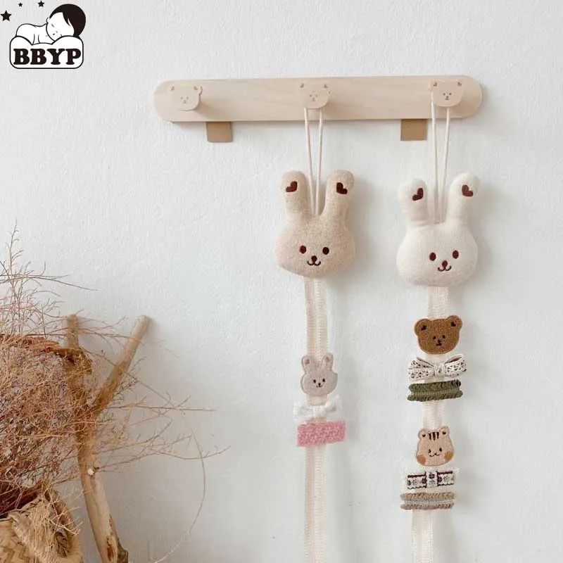 Cute Bear Rabbite Storage Hanging Wall Headwear Hairpin Storage Organizing Strip Hair Clip Hairband Organiz Home Decor