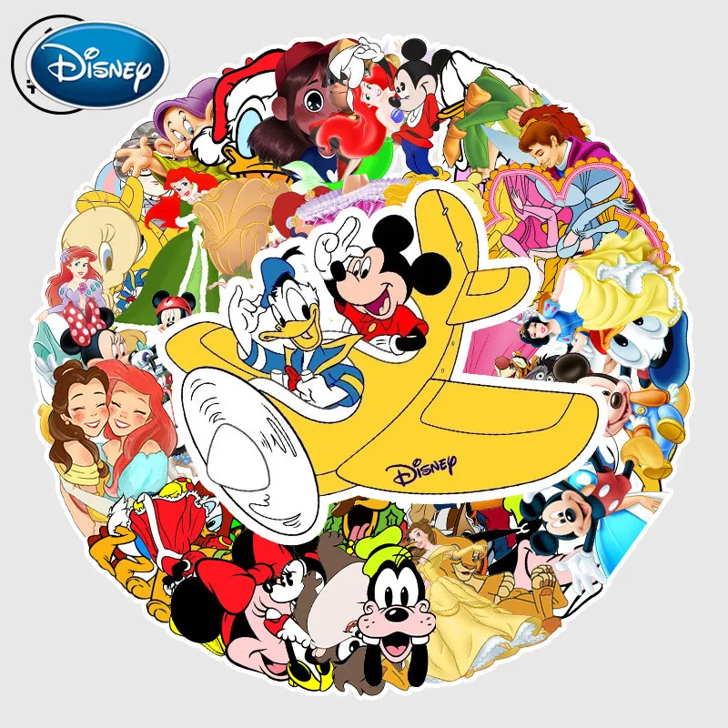 56pcs Disney Princess Mickey Minnie Cartoon Stickers Skateboard New Waterproof Sticker Luggage Car Phone Laptop Bicycle Stickers