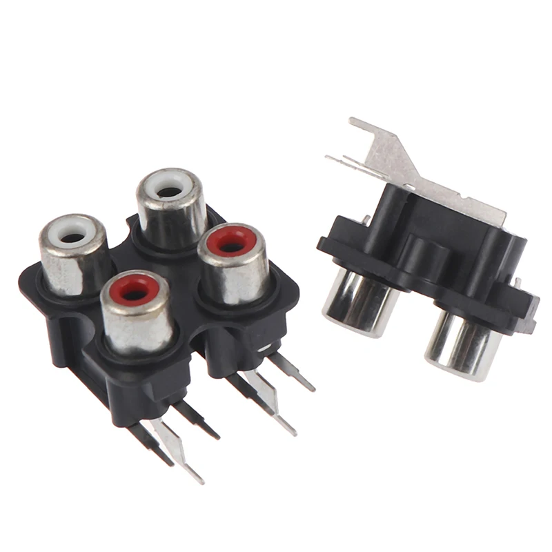 5Pcs 2/4 hole RCA Female Stereo audio Jack AV Audio input socket Connector Lotus row Amplifier Interface Signal connection