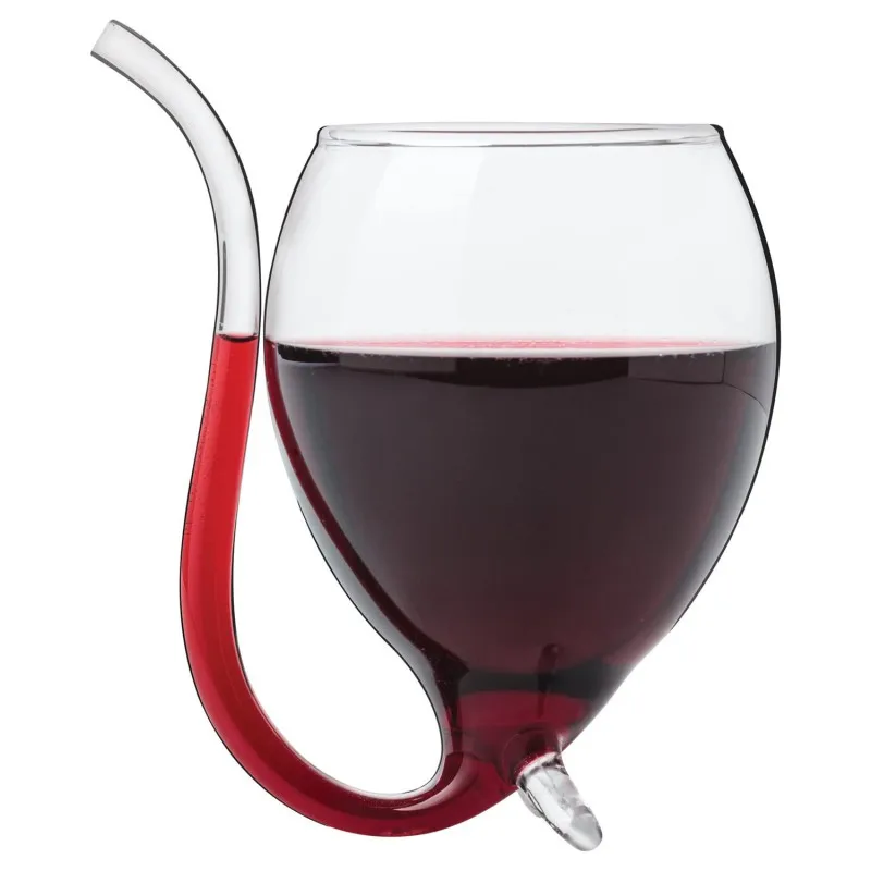 Wine Glass Straw Vampire Enhance Built In Tube Straw Special Cup Best Gift 300ml New Glass Cup