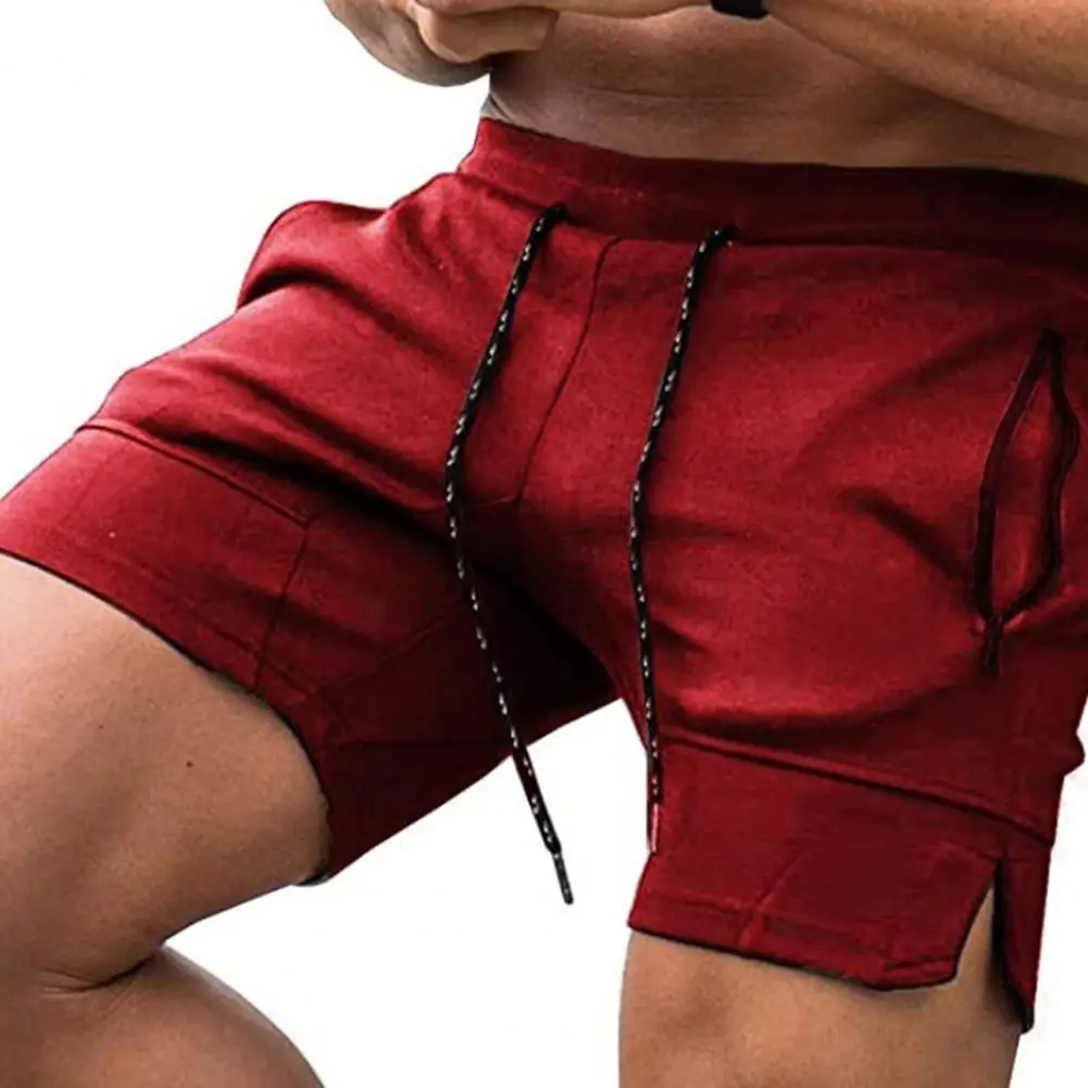 Men Shorts Zipper Pockets Drawstring Closure Design Male Cotton Blend Mid Rise Jogging Sports Shorts