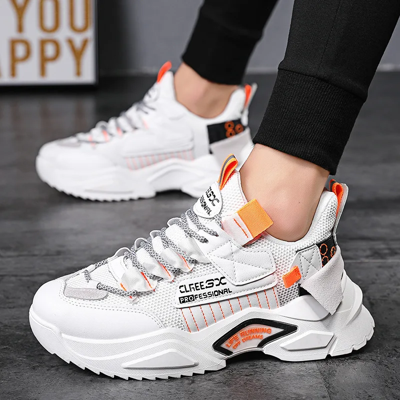 Men's Sports Shoes 2021 Spring and Autumn New Fashion Breathable Thickened Sports Shoes Street Style Men's Leisure Walking Shoes