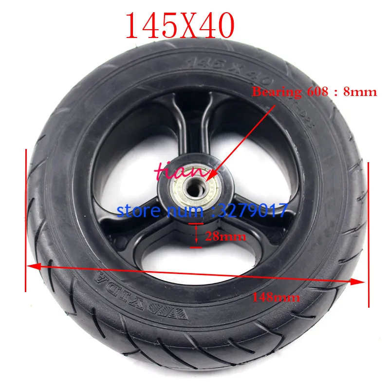 2CS  6 inch electric scooter solid wheel 145X40 airless wheel 145*40 wheel for electric skateboard longboard with wheel pulley