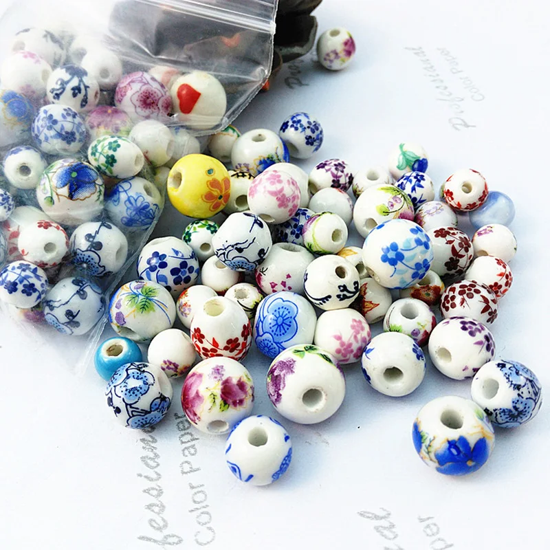 10/20Pcs Ceramic Round Bead Buckle Pendant DIY Crafts Cheongsam Hanfu Decor Button Buckle Chinese Clothing Sewing Accessories