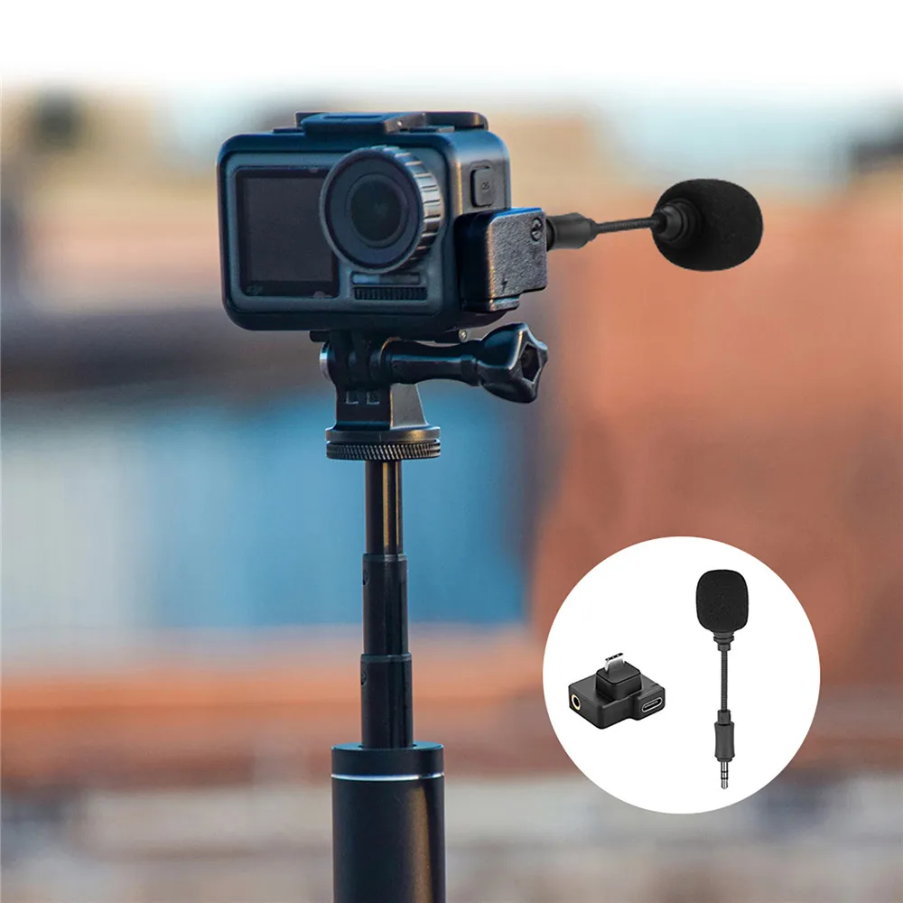 

Portable 3.5mm Mini Microphone Link Audio Adapter Kit for DJI Osmo Action Camera Mini Mic USB Type C Adapter for DJI Osmo Action