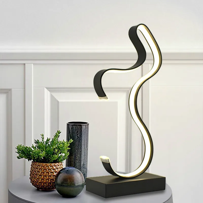 

Modern Simple LED Spiral Table Lamp Curved Desk Bedside Lamp Cool White Warm Light For Living Room Bed Reading Lighting ZM1026