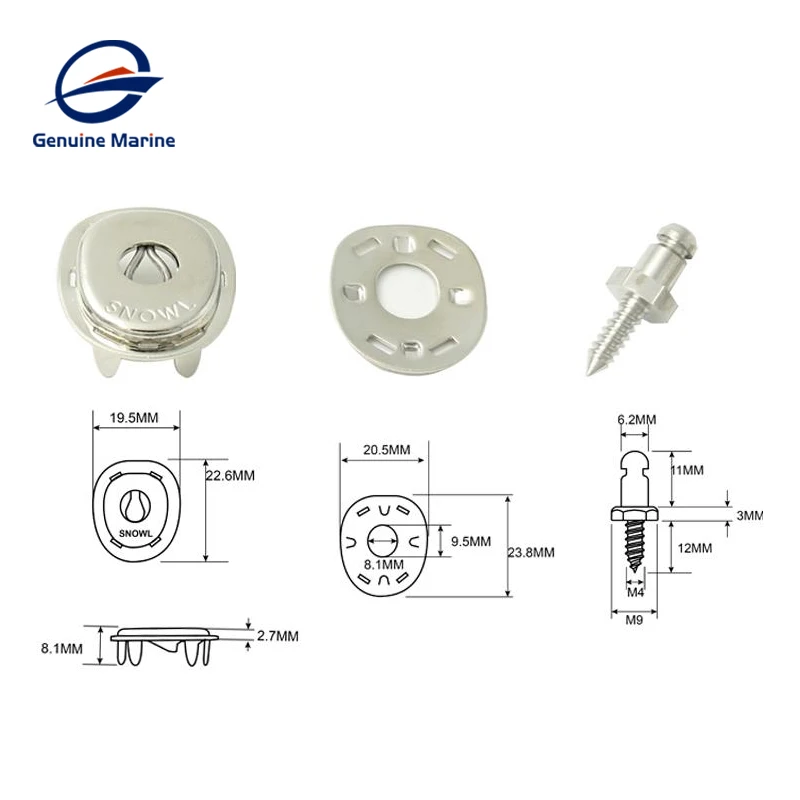 Parafuso Base Snaps Levante Dot Fasteners, Navio Tampa Enclosure, Ilhó Stud, Canvas Buckle Fastening Piece, Barco Marinho, Iate, 10 Conjuntos