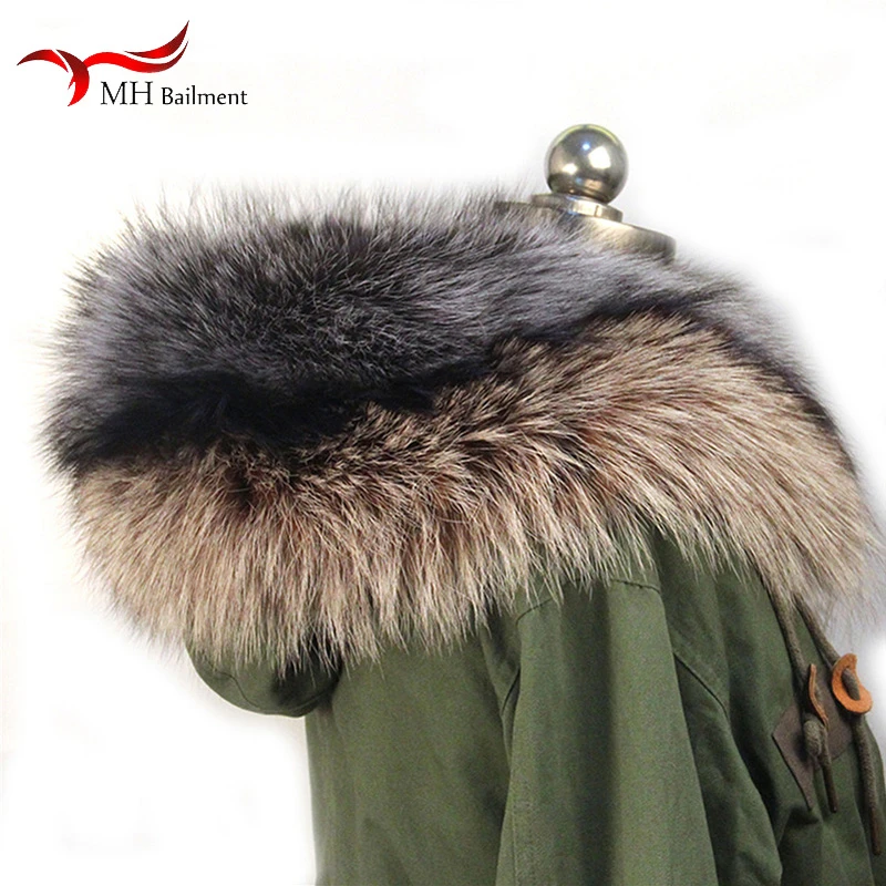 100% Real Raccoon Fur Scarf Coat Collar Ladies Winter Luxury Authentic Raccoon Warm Neck Shawl Coat Collar Furry Shawl Women