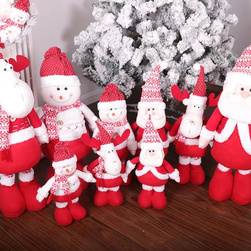 50CM Santa Claus Decoration Plush Doll Retractable Snowman Elk Doll Window Scene Arrangement Decoration Gift