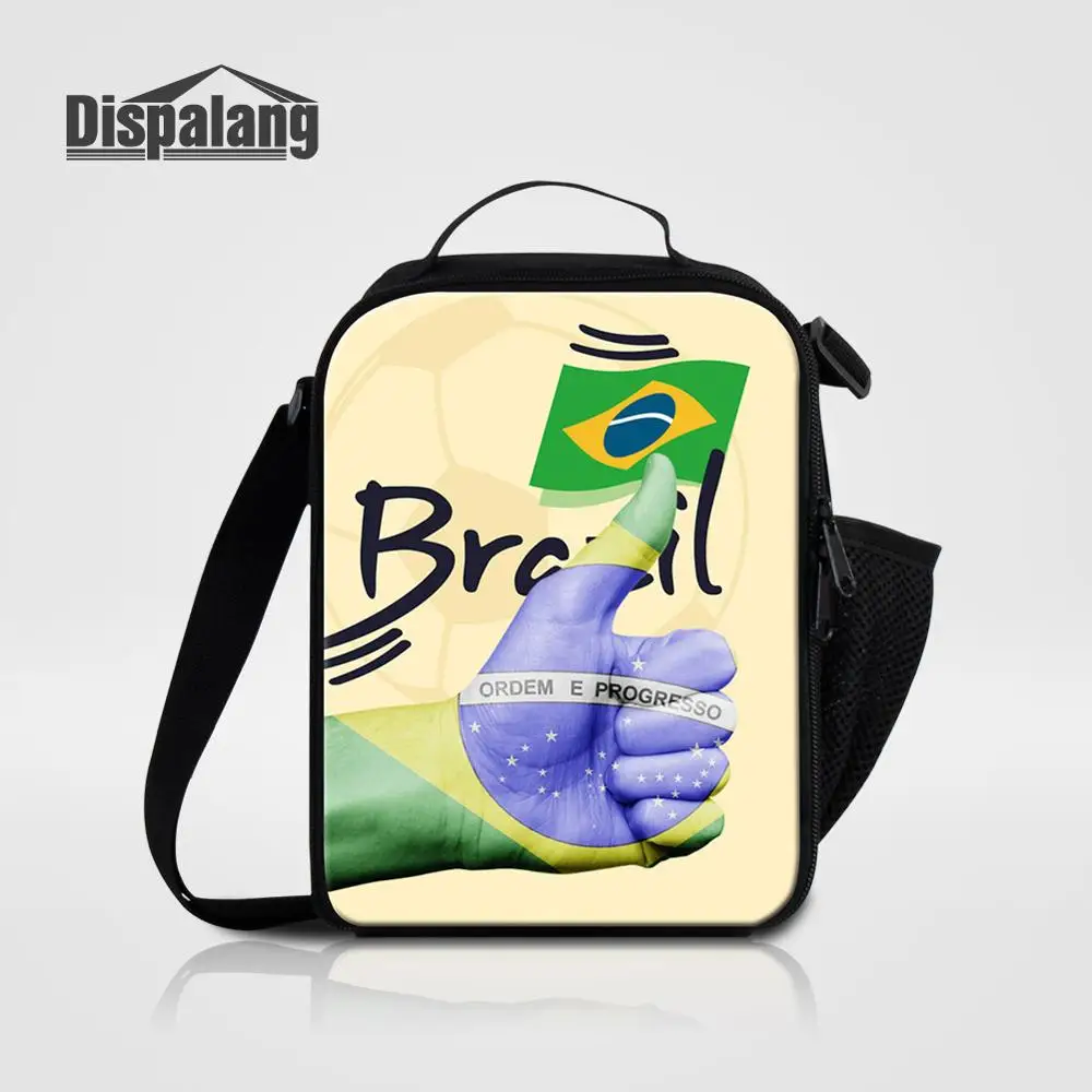 Dispalang Men Small Messenger Lunch Bags For Work Personalized Custom Design Food Cooler Bag For Boy Brazil Crossbody Lunch Sack