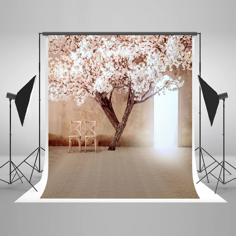 

VinylBDS Wedding Backdrop For Photography Tree Plum Chair Outside Flower Wall Backdrop Photography Wedding Background Cm-5826