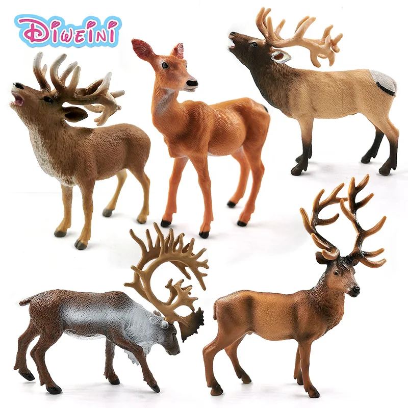 ใหม่ Sika Deer จำลอง Reindeer Elk สัตว์รูปแบบการกระทำตกแต่งบ้านของขวัญเด็กผู้หญิงสำหรับเด็กของเล่นเพื่อการศึกษาเด็ก