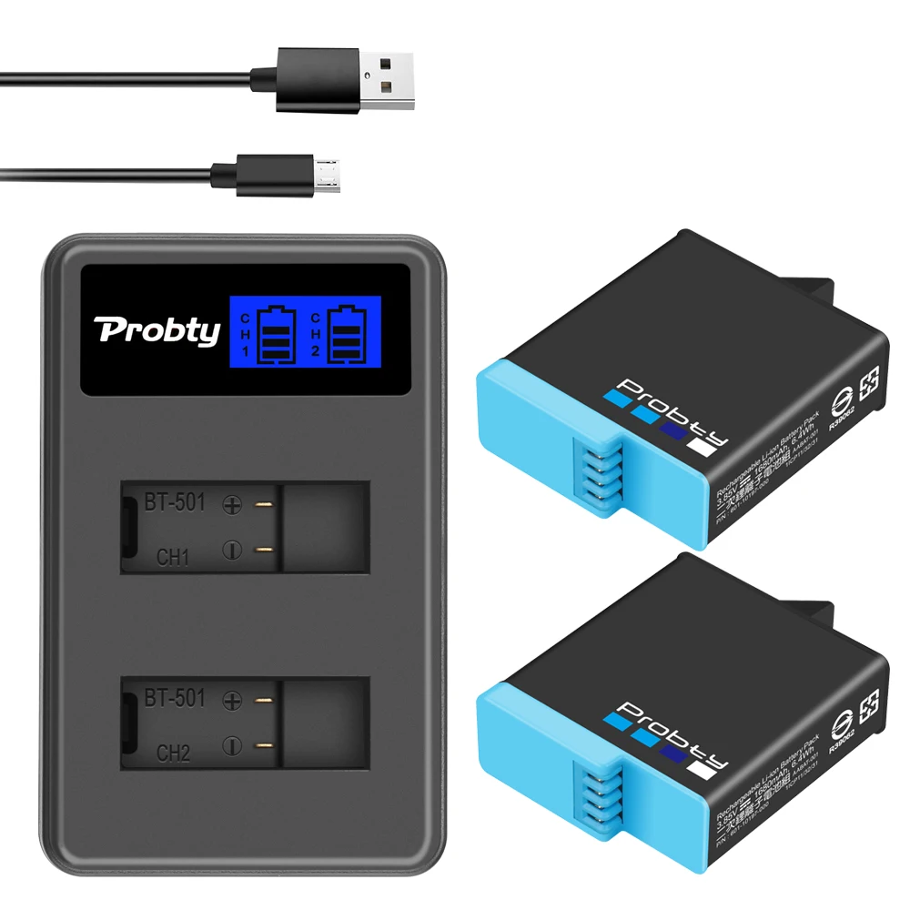 

Original probty for GoPro Hero 8 hero 7 hero8 Black Battery or LCD Charger for Go Pro Hero 8 camera battery full decode