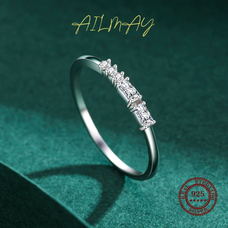 Ailmay – bagues empilables en argent Sterling 925 pour femmes, bijou de qualité supérieure, éblouissant, en Zircon, minimaliste, nouveau Style 2021