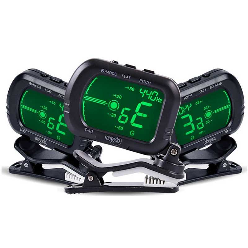 Musedo T-40 Lcd Clip-On Digital Guitar Tuner Guitar/Bass/Violin/Ukulele Tuners Black