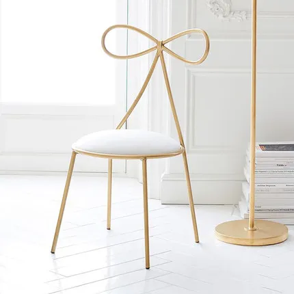 

Nordic Dining Chair for the Kitchen Simple Modern Backrest Chair Creative Bow Makeup Chair Wrought Iron Chair Restaurant Chairs