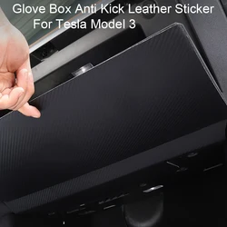 For Tesla Model 3 17-23 Glove Box Anti Kick Carbon Fiber Leather Side Edge Film Protector Stickers Co-pilot storage Pad