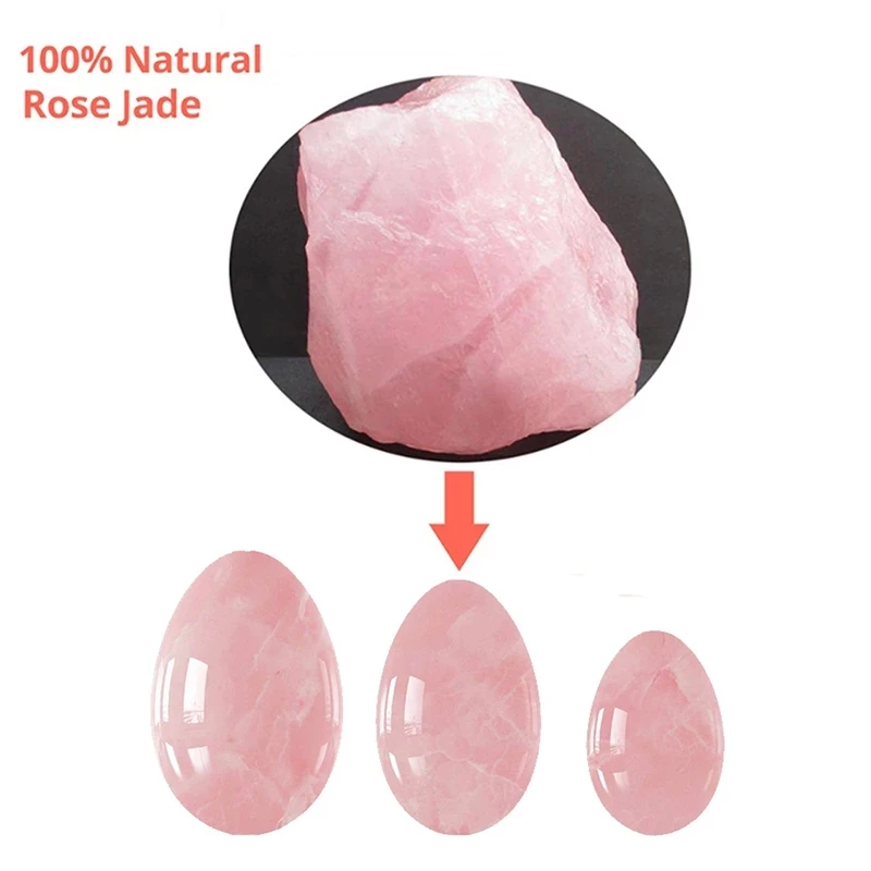 Natural Rose Quartz Yoni Egg Set Jade Egg Vaginal Muscle Firming Kegel Exercise Crystal Yoni Wand Feminine Hygiene Massage Stone