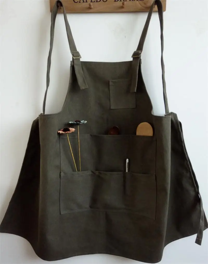 

Винтажный мытый Холст Фартук из ткани без рукавов, фартуки с рисунком, одежда для работы для взрослых, толстый износостойкий