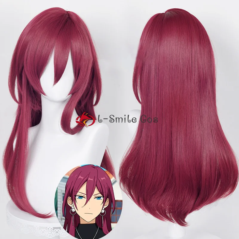 Game ES  SAEGUSA IBARA Deep Rose Long Or Short Cosplay Wigs Heat Resistant Synthetic Hair Anime Wig + Wig Cap