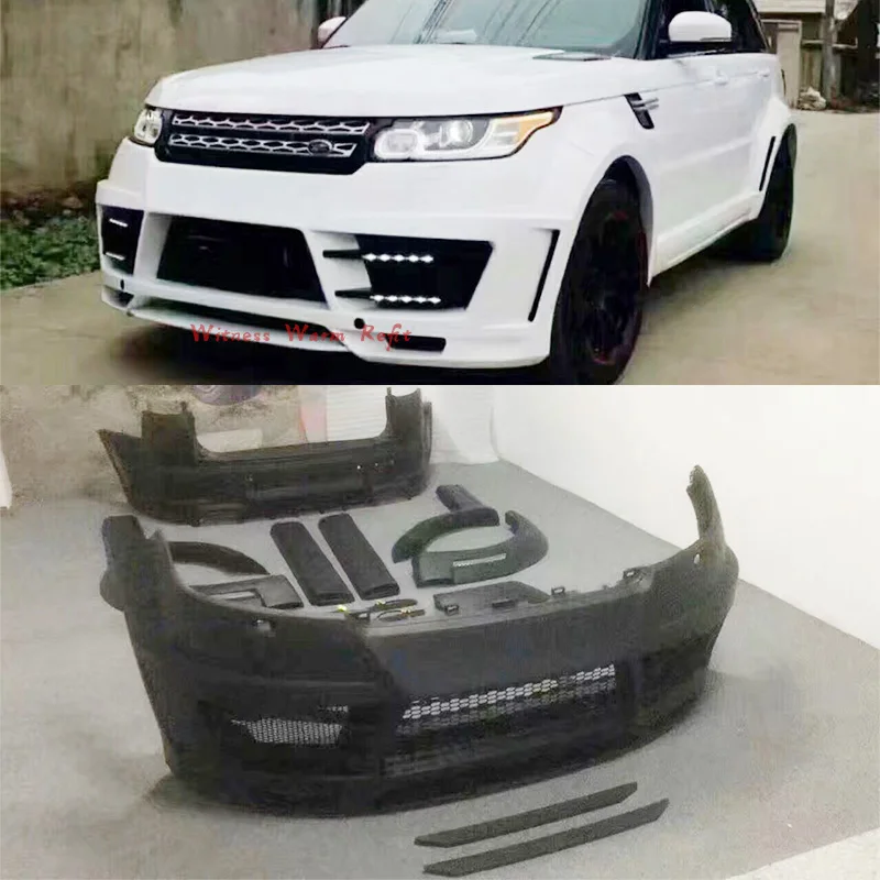 

Wide Car Body Kit Frp Unpainted Front Bumper Rear Bumper Round Eyebrows Side Skirts for Range Rover Sport 14-17