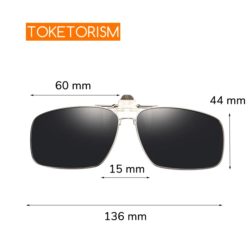 Toketorism Rectangle Clip On Sunglasses Polarized Flip Up Sun Glasses Lens Uv400 Clip On Glasses