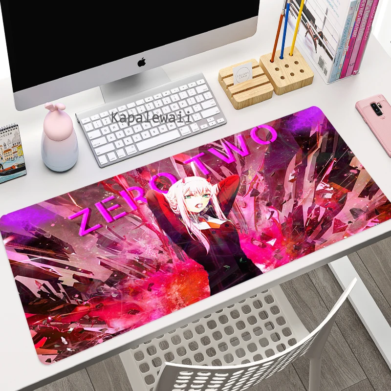 

Большой игровой коврик для клавиатуры и мыши Zero Two, компьютерный геймерский планшет, Настольный коврик для мыши с блокировкой по краям, коврики для офисных игр XL