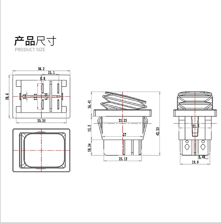 on off 16A/250V Heavy Duty 4 pin DPST IP67 Sealed Waterproof T85 Auto Boat Marine Toggle Rocker Switch with LED 12V 220V 30x22