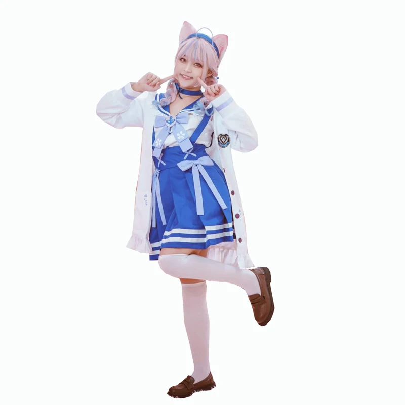 Anime VTuber Hololive Minato Aqua SJ School Uniform Dress Cute Suit Any Size Cosplay Costume Women Halloween