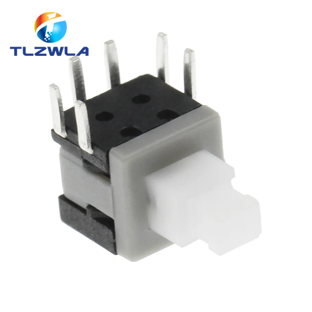 10PCS 5.8x5.8mm x Height 10.1 mm Push Button Switch On/Off Through Hole PCB DPDT Lock Right Angle Key switch Self Lock Push