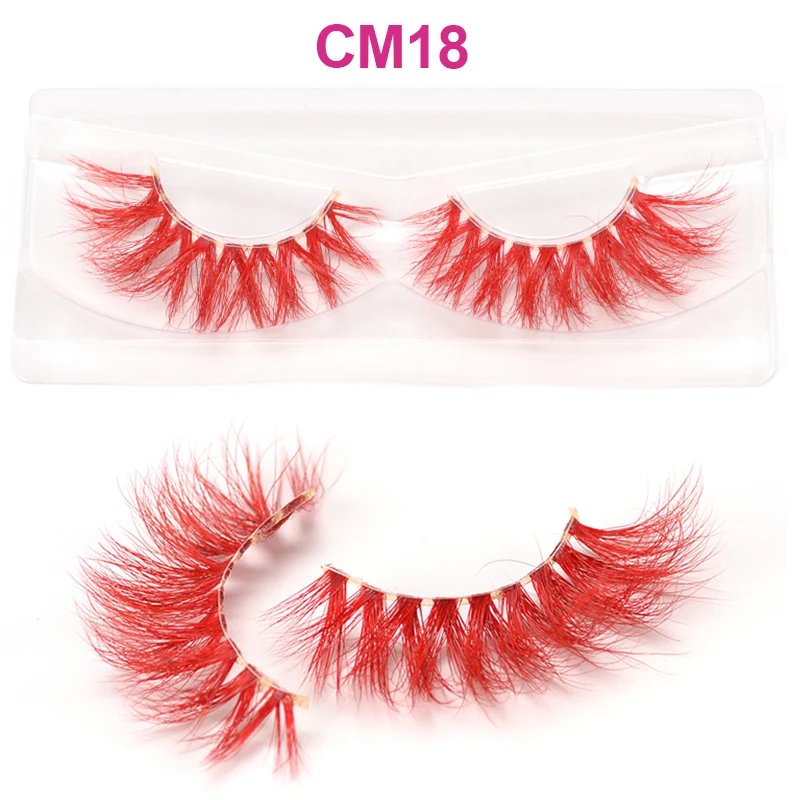 OKAYLASH Red Purple 3D Mink Colored Eyelashes Bulk wholesale Dramatic Fluffy Thick Colorful Hot Pink False  Eyelashes Makeup