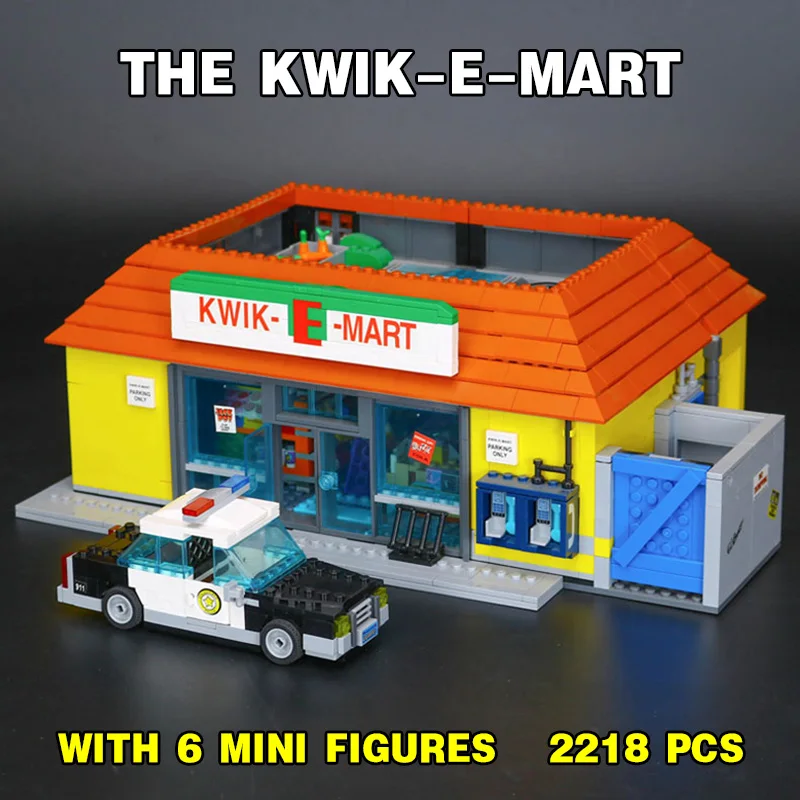 Supermarket The Kwik-E-Mart Building Blocks Bricks City Convenience Store StreetView Kid Christmas Toy Gifts Compatible 71016