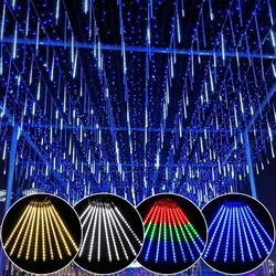 Luzes da gota de chuva 8 tubos de neve icicle queda de luz de fadas led luzes de chuva de meteoros decoração da festa de natal em cascata luzes