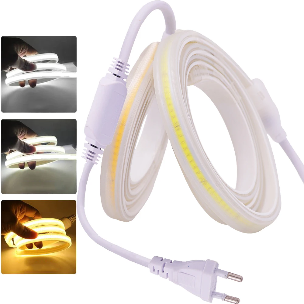 

COB Strip Light AC 220V 110V IP67 Waterproof COB LED Strip 288LEDs Rope Light Dimmable LED Tape Ribbon RA90 3000K 4000K 6000K