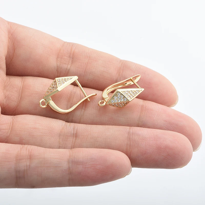 Brass Zircon Earrings Findings for DIY Unusual  Jewelry Making Supplies Earring Hooks Accessories