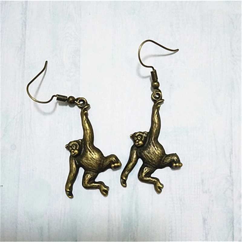 Monkey Earring, Animal Earring, Gorilla Jewelry, Bronze Color Earrings, Dainty Monkey Jewelry, Animal Jewelry,Animal Lovers