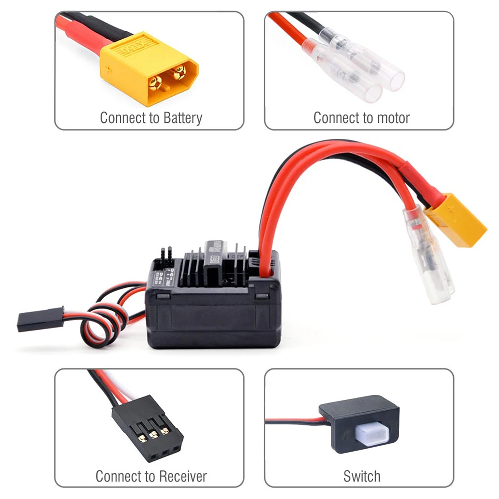 Waterproof 80A Brushed ESC for RC 3-Slot 550 Brushed Motor for 1/10 1/12 RC Car Wltoys 144001 124019 Traxxas Crawler Monster