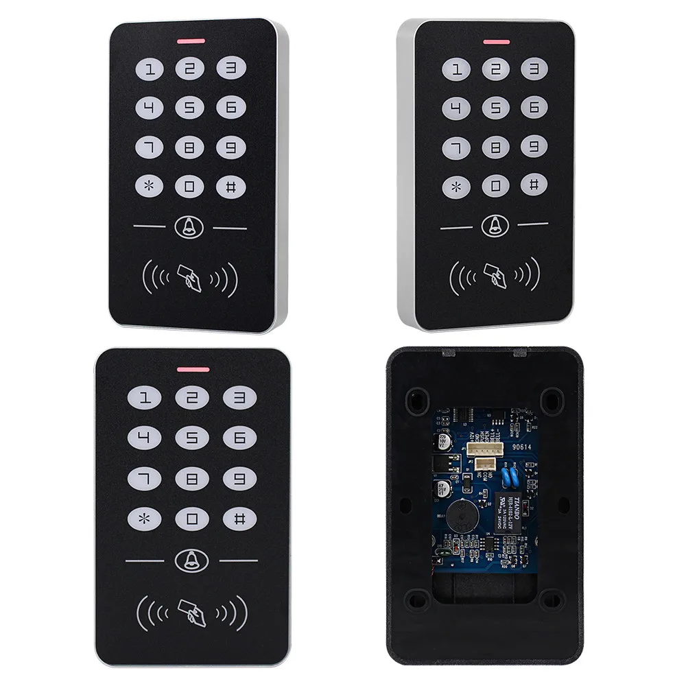Standalone RFID Access Control Keypad Door Opener Programmer 1000 User Capacity with Waterproof Cover 125KHz Keyfobs for entry