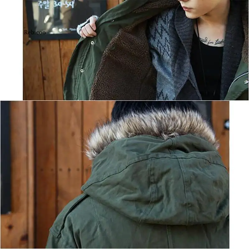 ฤดูใบไม้ร่วงฤดูหนาวชายผ้าฝ้ายชายเสื้อแจ็คเก็ตเกาหลี Slim Hooded Overcoat Coat