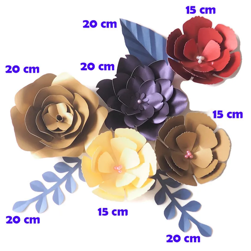 

DIY Artificial Flowers Fleurs Artificielles Backdrop Giant Paper Flowers 5PCS Paper Leave 3PCS Wedding Party Decor Baby Shower