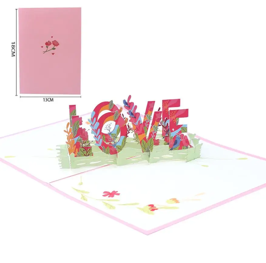 

10pcs Love Valentine Day Handmade Origami 3D Pop UP Greeting Card Invitation For Wedding Birthday Xmas Party Souvenirs Gift