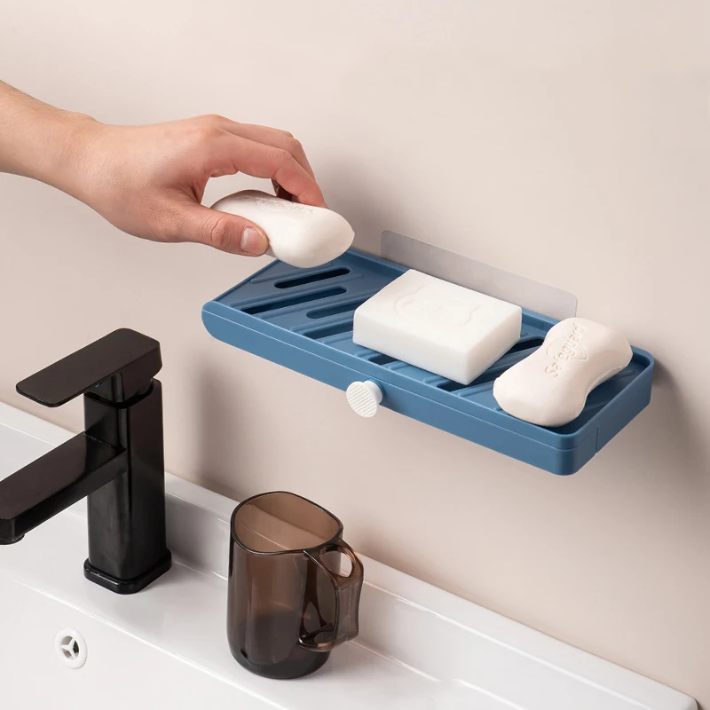 Soap Storage Rack Organizer Bathroom Storage Shelves & Racks Wall Mounted Double Soap Dish Drain Holder Accessories