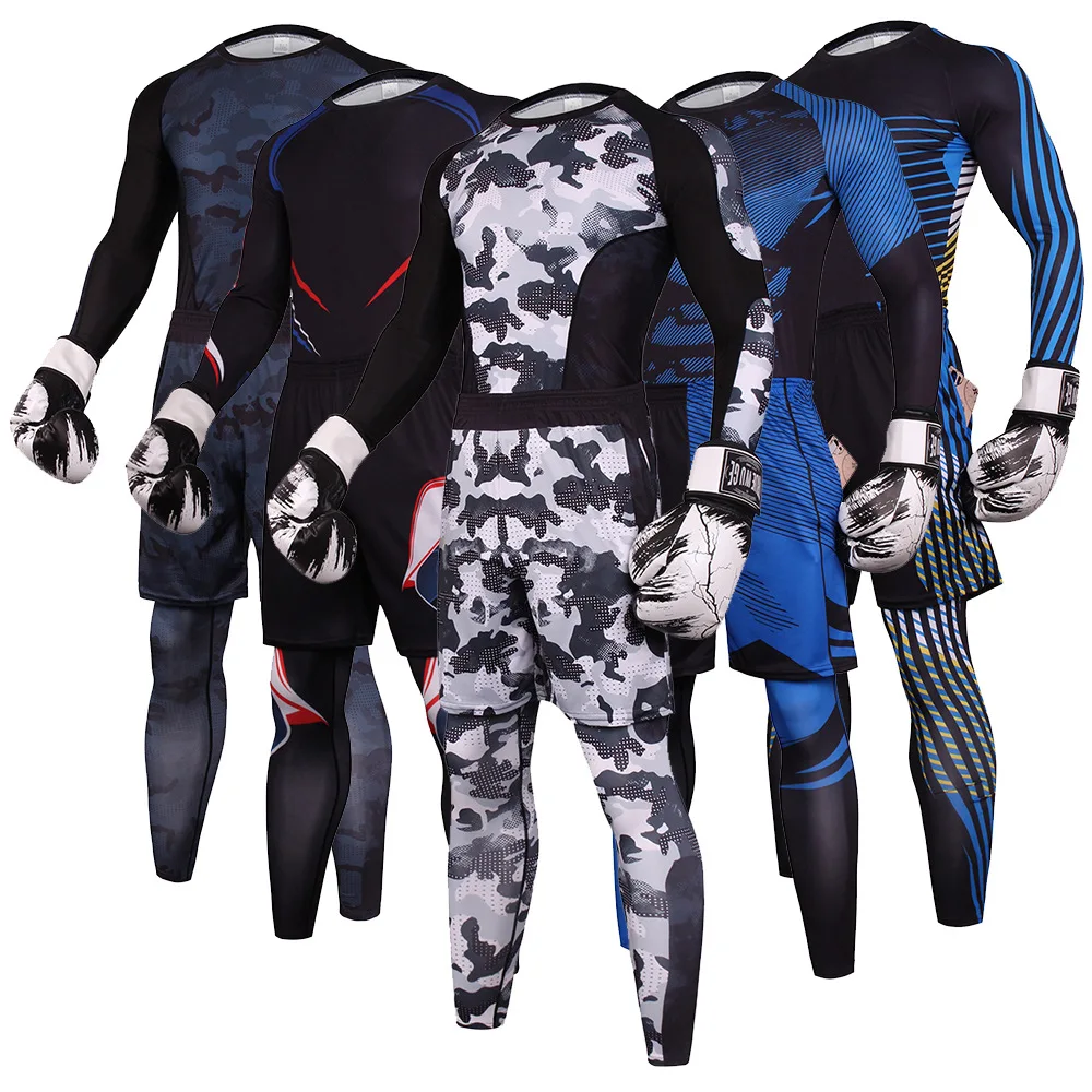 Gym Clothing Men Compression Shirt Pants Shorts Sport Suit Quick Dry Fit Basketball Jersey Workout Fitness Running Set Tracksuit image 5