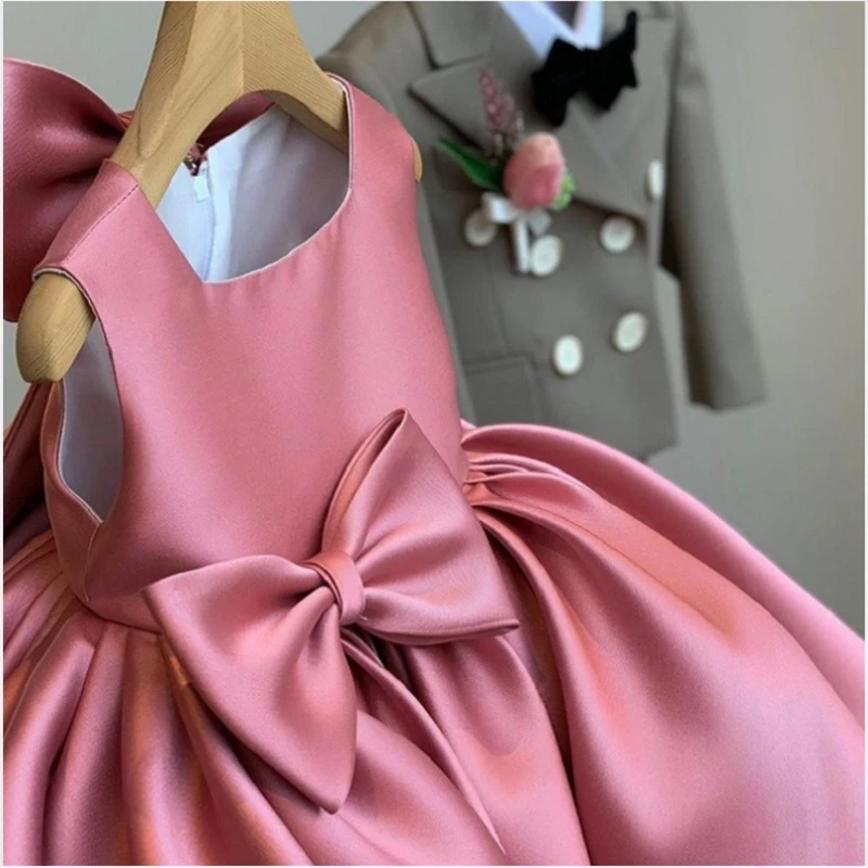 Baby Girl Princess Dress Bowknot Infant Toddler Girl Vintage Vestido Costume Party Birthday Ball Gown Xmas Baby Clothes 1-12Y