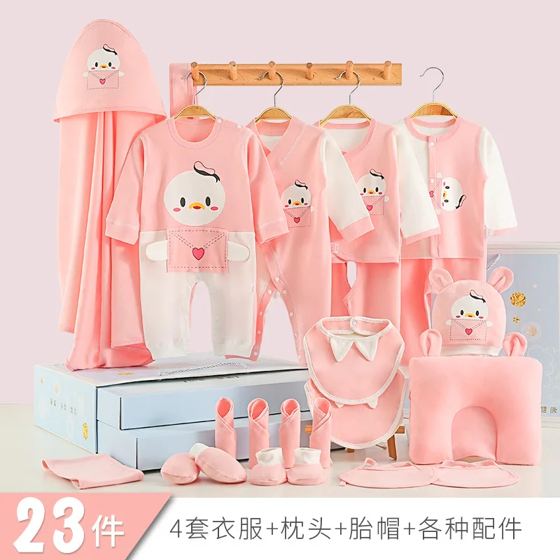 23pcs/set Baby Romper Clothes Set Cotton Newborn Boys Jumpsuits Suits for Girls Print 0-6 Months CBX032