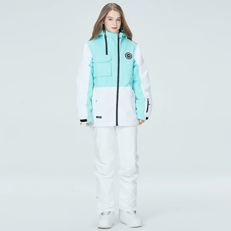 Traje de esquí para hombre y mujer, chaquetas de snowboard impermeables a prueba de viento, pantalones con pechera, trajes de nieve para mujer,