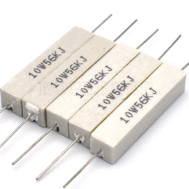 Resistor cerâmico do resistor do cimento de 5w 10w 20w 5% 0.1ohm/0.22/0.33/0.5/1/2/2.2/2.5/3/3.3R/4.7/5/8/10R/20/30/33/47/50/100ohm/1KR