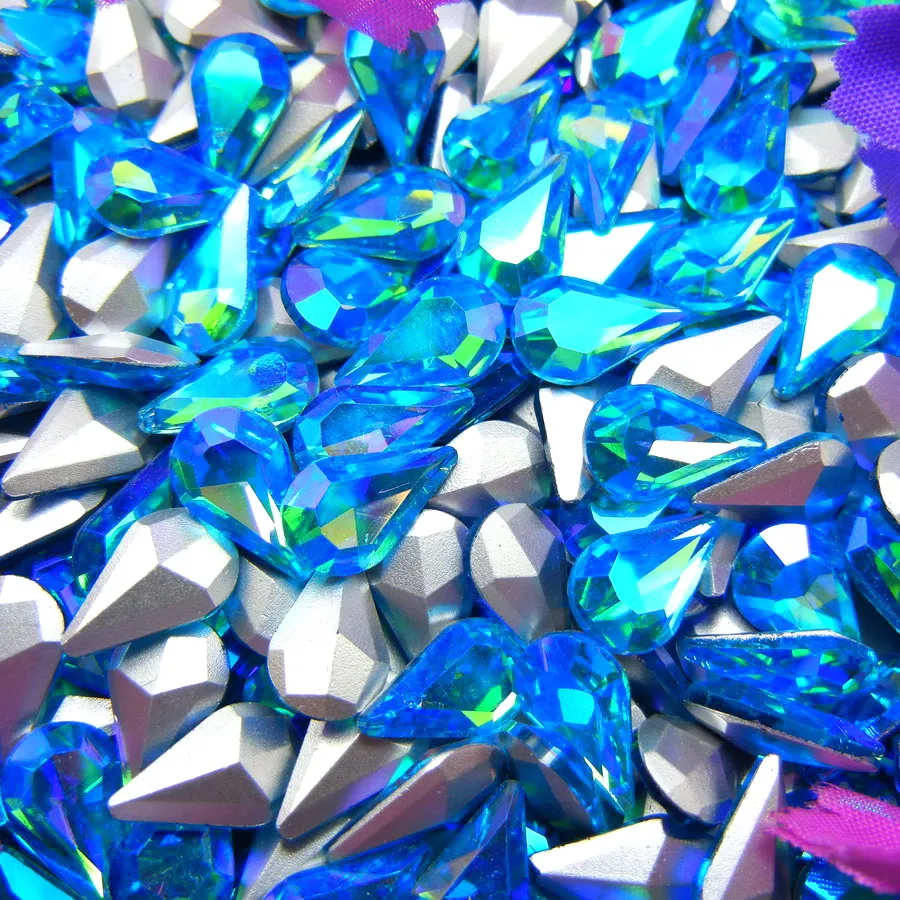 AB Farben 3*6mm 6*10mm 8*13mm Tropfenförmige Glas-Kristalle Strass zum Aufkleben Ornament DIY Verzierung – Detail 7