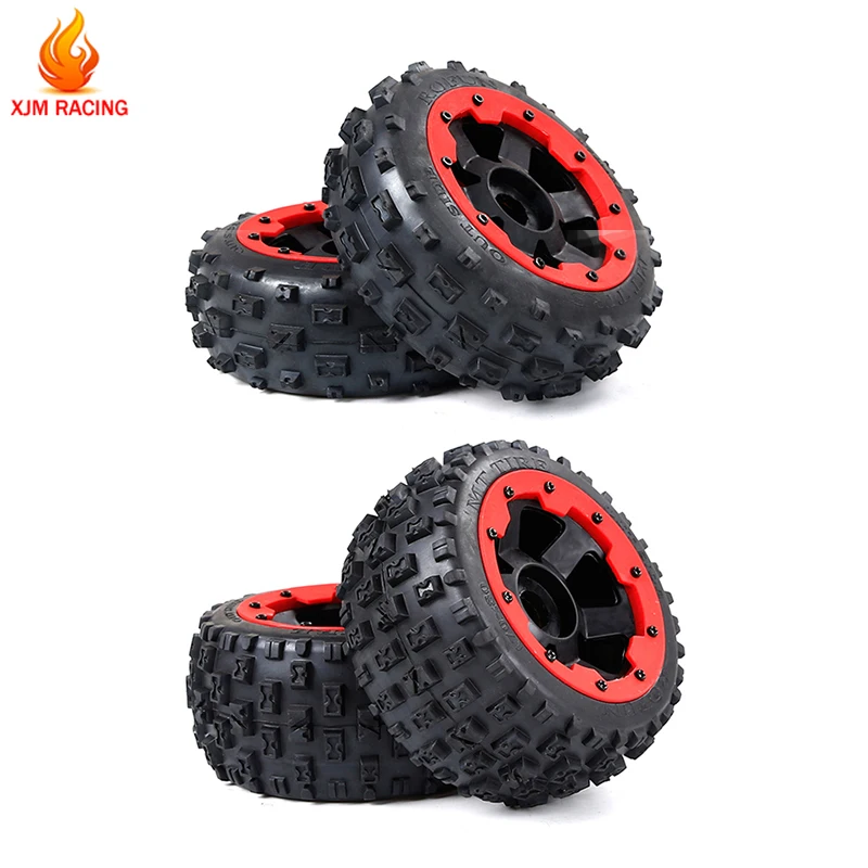 Front or Rear Knobby Tyres and Wheel Hub Set for 1/5 Hpi Rovan Km Baja 5b Rc Car Parts